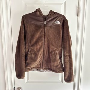 North face women’s brown teddy full zip with hood